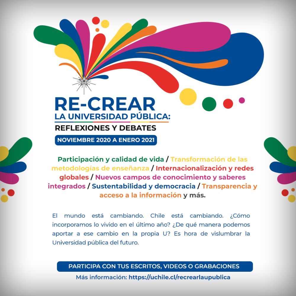 Los foros se realizarán en formato virtual y se transmitirán a través de la cuenta de Facebook de la Universidad de Chile.