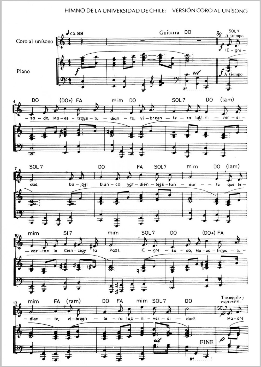 Himno de la Universidad de Chile orquesta y coro 