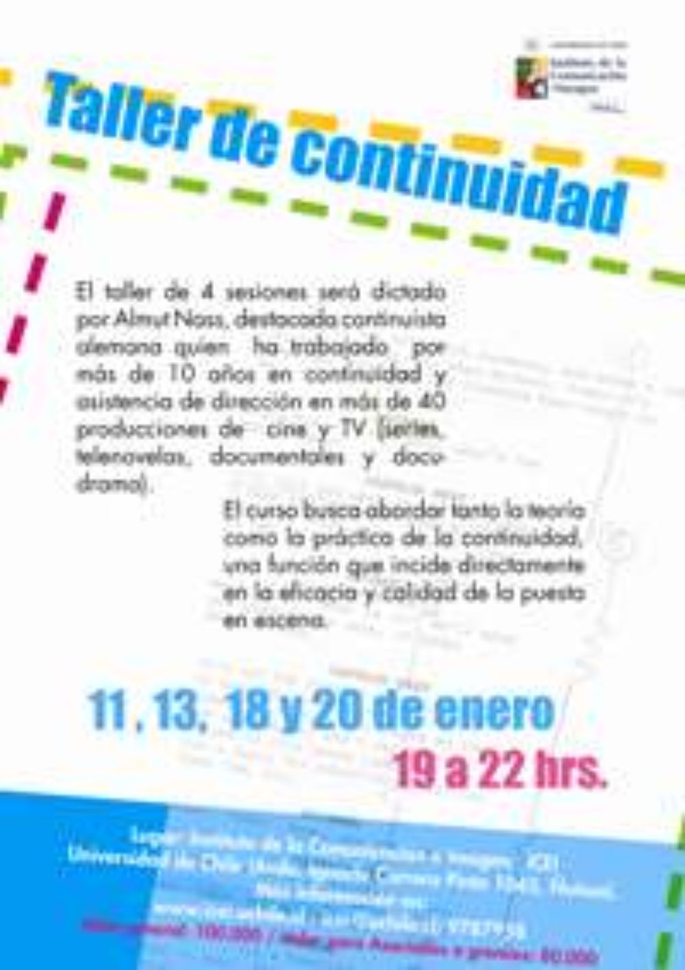 Taller de Continuidad abierto a público cercano al audiovisual