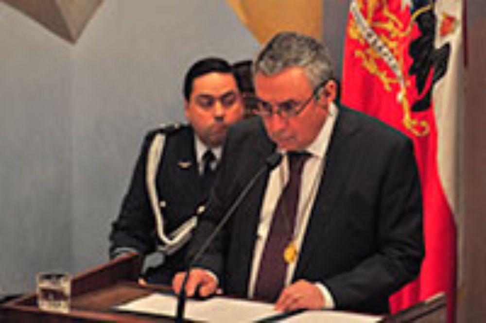 Rector de la U. de Chile, Ennio Vivaldi, en su primer discurso a la comunidad tras asumir el mando por el periodo 2014-2018.