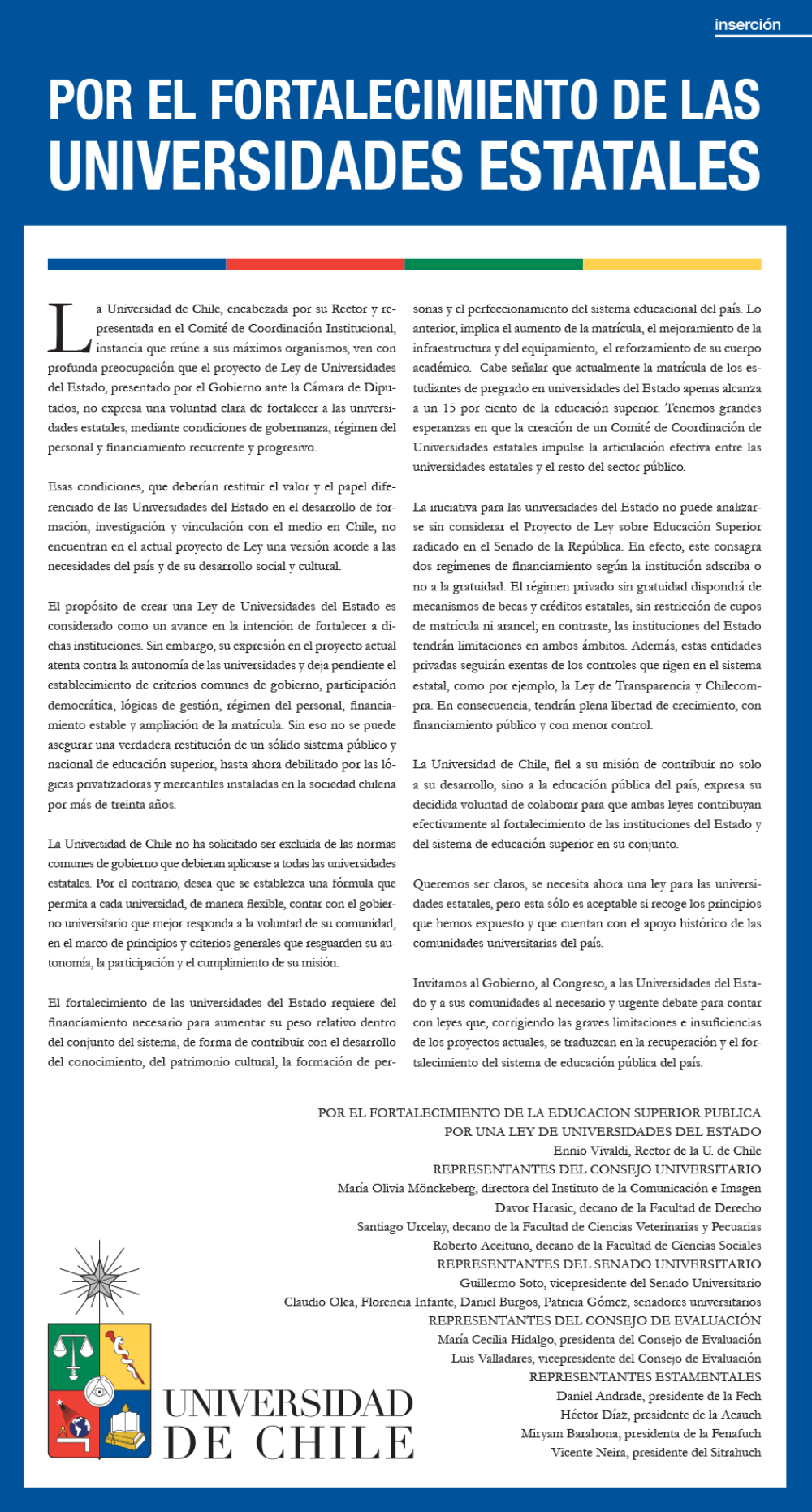 El inserto fue publicado en la edición impresa de El Mercurio del lunes 04 de septiembre de 2017.