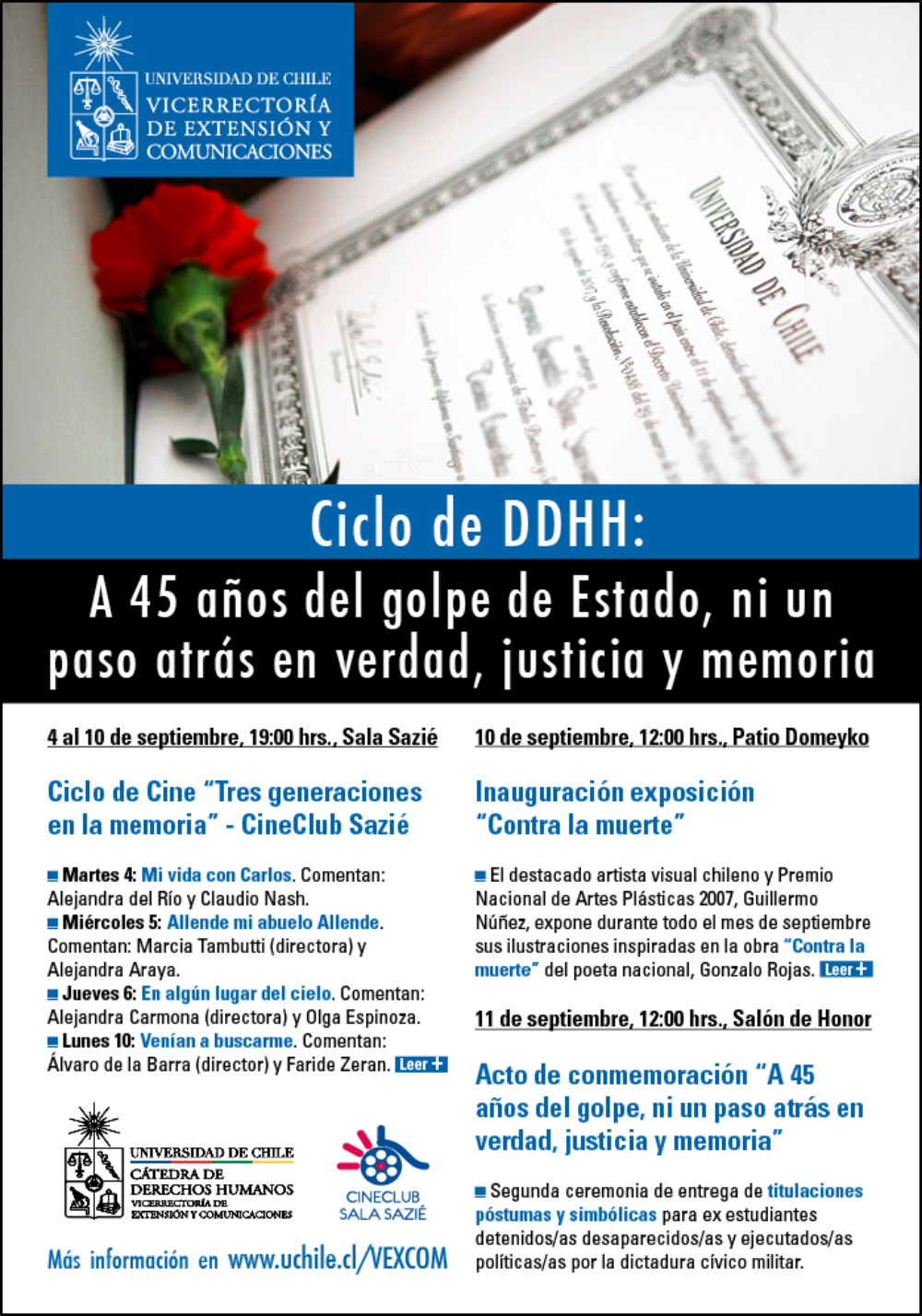 Ciclo de derechos humanos "A 45 años del golpe de Estado, ni un paso atrás en verdad, justicia y memoria".