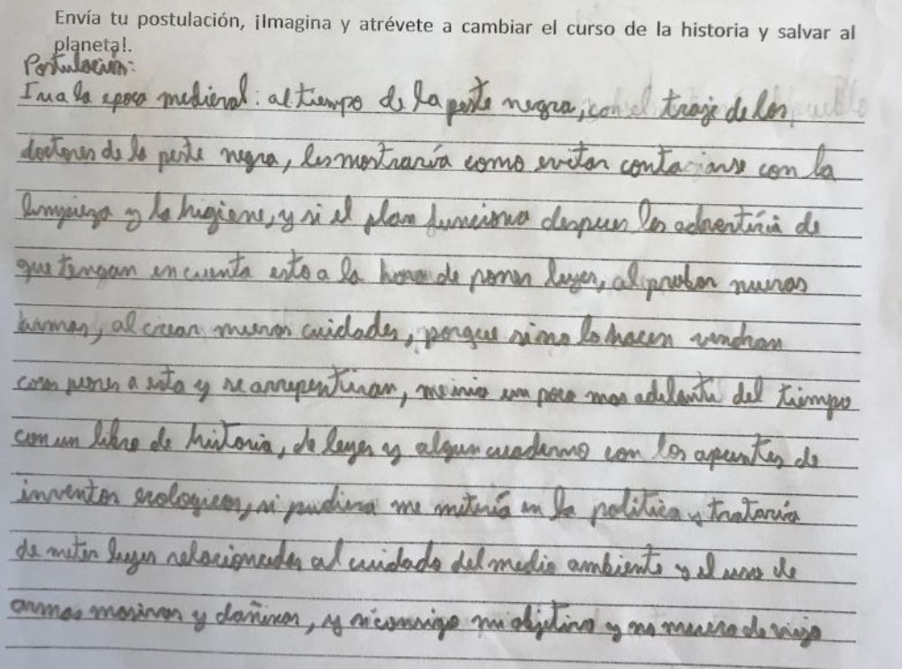 La propuesta de Erick Cruz, del Liceo Gabriela Mistral de Independencia. 