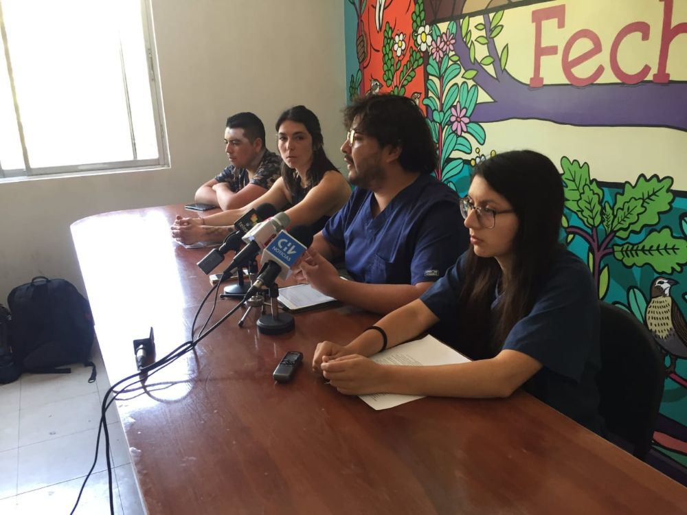 Natali Jarpa y José Silva, en una conferencia de prensa del MSR.