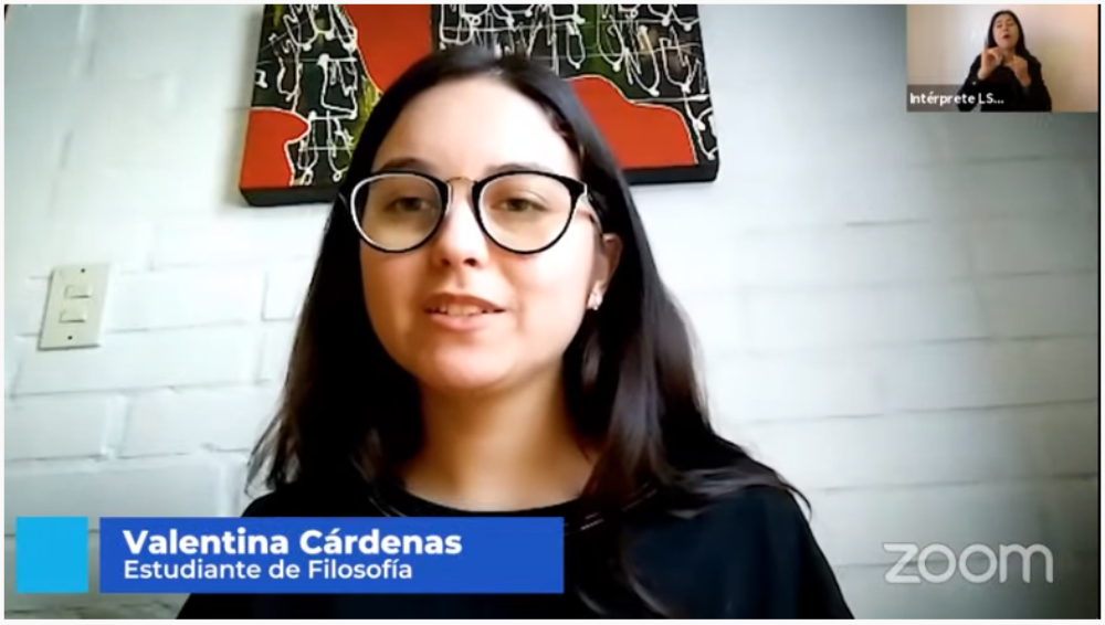 @jgmcampus fue una de las iniciativas reconocidas durante la ceremonia. Es dirigida por la estudiante de Filosofía, Valentina Cárdenas.