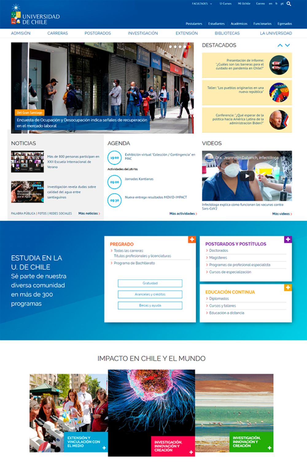 Portada de uchile.cl