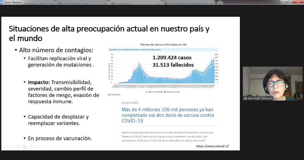"Este número de contagios facilita la replicación viral y la generación de mutaciones que tengan algún impacto biológico", agregó la Dra. Dabanch.