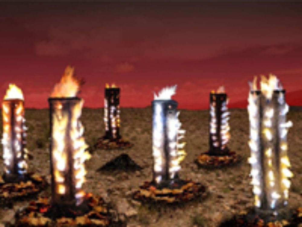 Reconstrucción hipotética de un sitio metalúrgico prehispánico en funcionamiento.