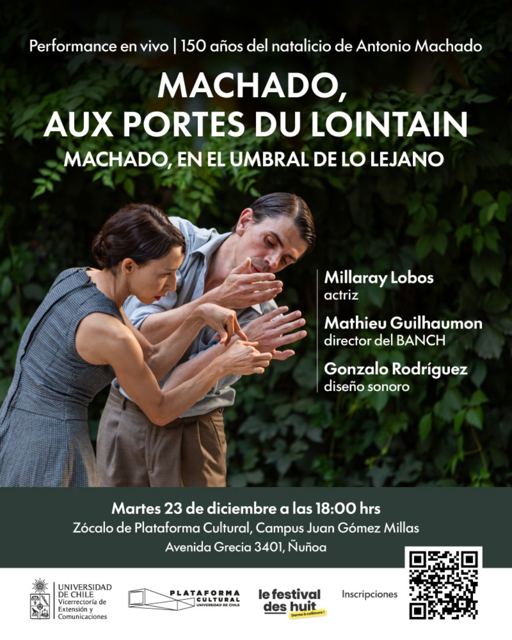 Afiche performance en vivo "Machado, aux portes du lointain"