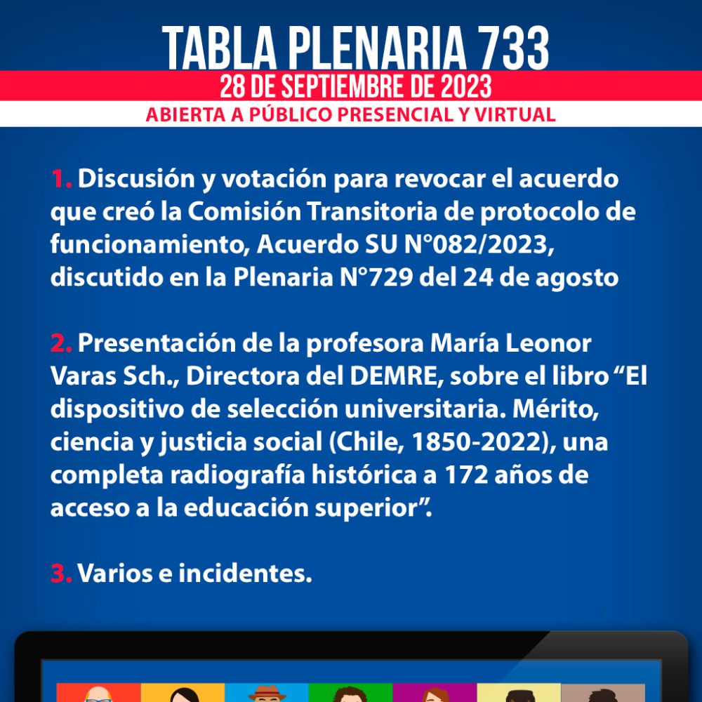 Afiche tabla plenaria N° 733