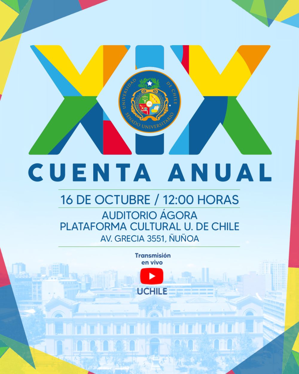 Afiche de la XIX Cuenta Anual del Senado Universitario