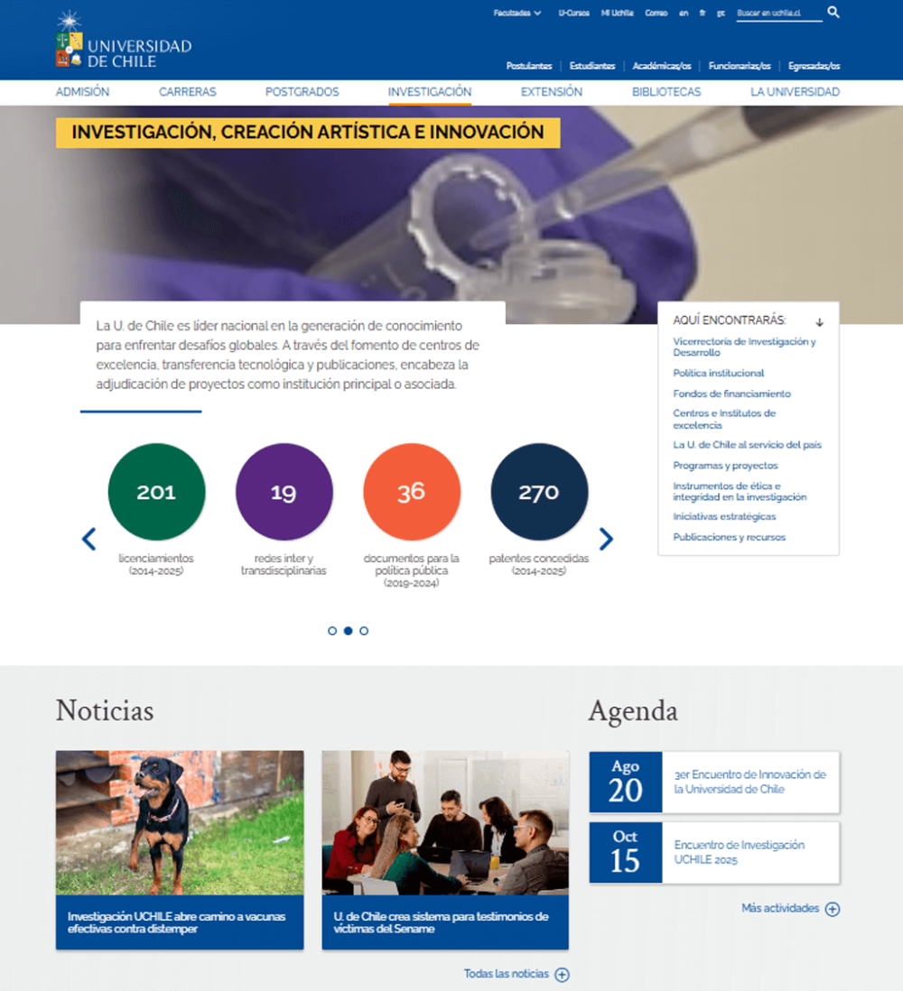 Portada del nuevo sitio web de Investigación, creación artística e innovación.