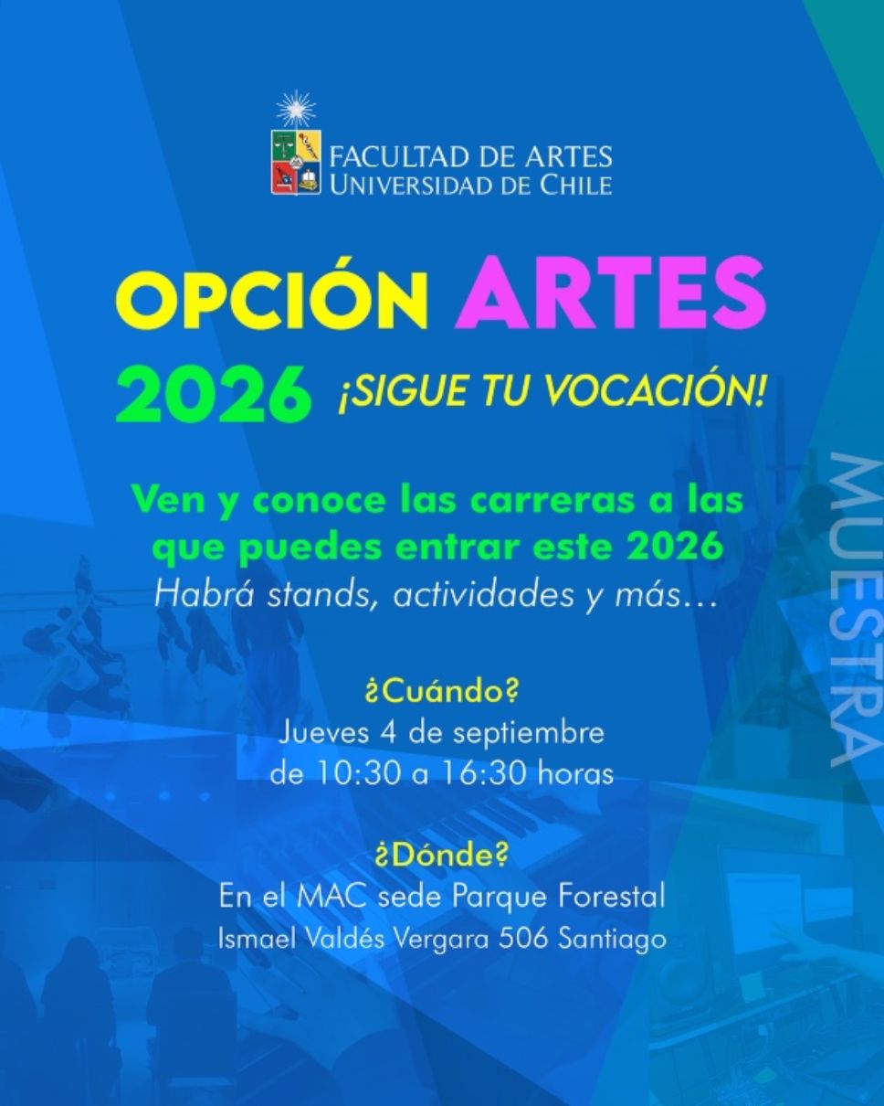Afiche informativo sobre Opcion Artes 2026