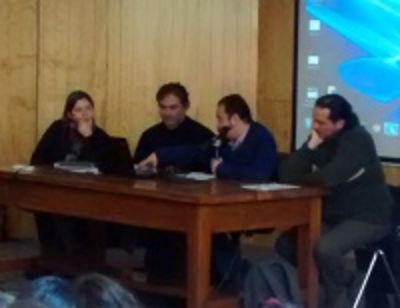 Loreto Leiva, Coordinadora del Magíster; Humberto Abarca (Doctorado en Ciencias Sociales); Juan Sandoval (U. de Valparaíso) y Francisco Jeanneret (U.  Academia de Humanismo Cristiano).