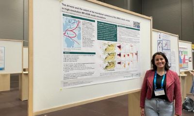 María Jesús Rapanague en la Asamblea General de la Unión Europea de Geociencias (EGU), donde expuso el póster, “Is the AMOC connected across all latitudes?”.