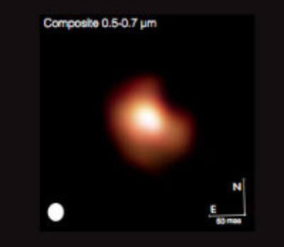 Imagen a color de la estrella Betelgeuse.