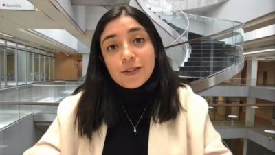 Valeska Zambra, magíster en Ciencias mención Física, habló en representación de los galardonados.