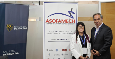 Profesora Ximena Lee y doctor Miguel O'Ryan, decano de la Facultad de Medicina e integrante de Asofamech