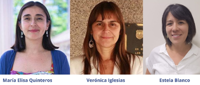 Las expositoras María Elisa Quinteros, Verónica Iglesias y Estela Blanco. 