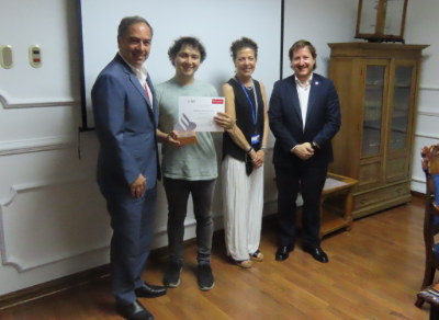 Doctor Miguel O'Ryan, el estudiante Felipe Navarro, Margarita Ahumada y Benjamín Barros. 