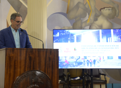 El doctor Miguel O'Ryan ofreció a los asistentes una panorámica actual de la Facultad de Medicina, sus fortalezas y desafíos. 