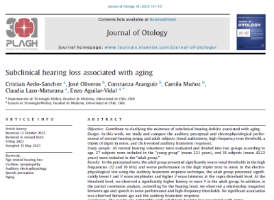 Investigadores del Departamento de Tecnología Médica están estudiando factores asociados a hipoacusia subclínica, entre otros temas.