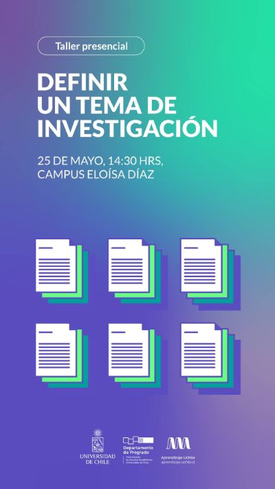 Banner del Taller presencial: Definir un tema de investigación 