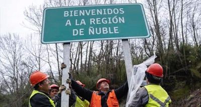 Letrero que da la bienvenida a la región de Ñuble