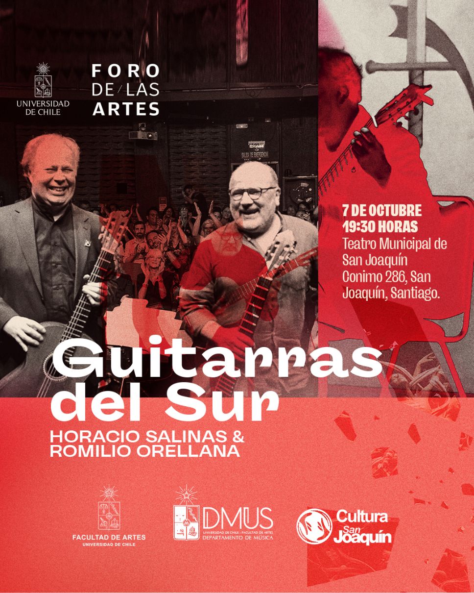 El Dúo de guitarras formado por Horacio Salinas —compositor, guitarrista y director de Inti-Illimani Histórico— y Romilio Orellana, destacado concertista de guitarra clásica, reúne tradición y creatividad en un recital único. 