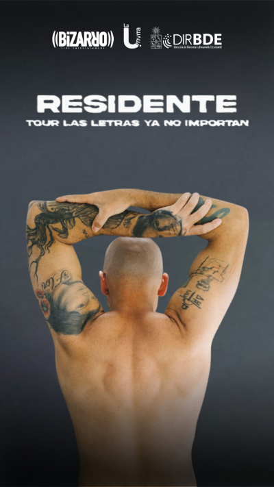 La imagen muestra el afiche de oficial de la gira del artista Residente