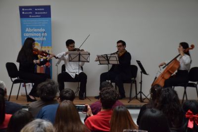 Cuarteto de Cuerdas Pacífico Sonoro, compuesto por estudiantes de quinto año de la carrera de Interpretación Musical. 