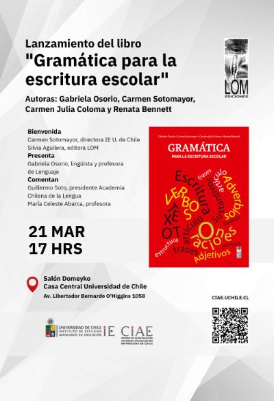 Afiche del evento con la portada del libro, el nombre, panelistas y la fecha