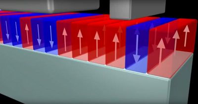 A través de un electromagneto, la información es almacenada orientando hacia arriba o hacia abajo el polo norte de cada bit, lo que el lector posteriormente interpreta como unos y ceros.