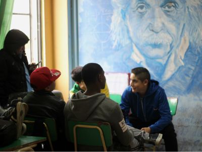 Estudiantes Liceo Gladys Valenzuela durante el taller de Francisco Salgado