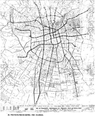 Un total de 15 estaciones tenía el diseño que en 1969 Juan Parrochia le entregó al gobierno para el Metro de Santiago.