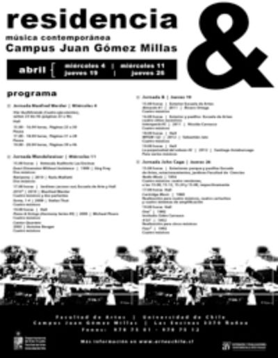 El 4, 11, 19 y 26 de abril se desarrollará esta residencia musical de &, agrupación que interpretará obras de su autoría, de Manfred Werder, de integrantes del colectivo Wandelweiser y de John Cage.