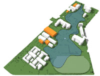 Una de las principales necesidades que plantea el diagnóstico es la de generar un Campus integrado, con un espacio de tránsito y encuentro como el que se ejemplifica en este mapa.