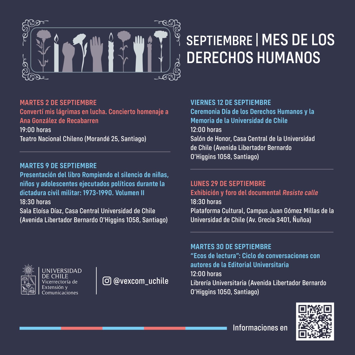 Actividades de septiembre, mes de los Derechos Humanos en la U. de Chile