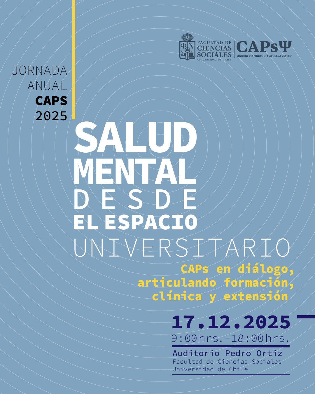 la Jornada Anual CAPs 2025 llamada “Salud Mental desde el espacio universitario”.